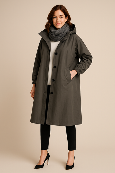 Ashford | Ruby – Women’s Hooded Long Trench Coat with Pockets