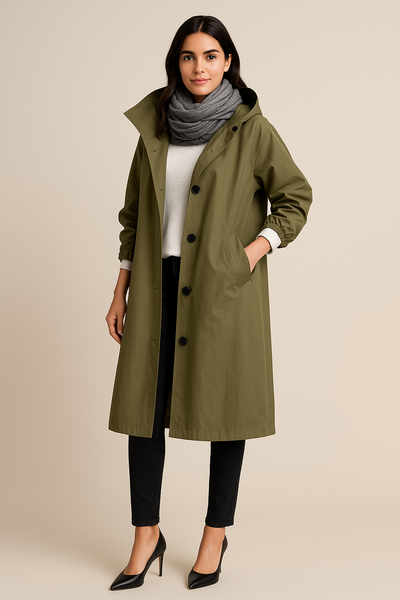 Ashford | Ruby – Women’s Hooded Long Trench Coat with Pockets