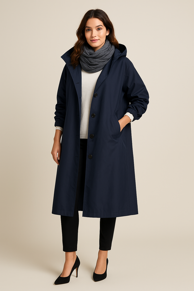 Ashford | Ruby – Women’s Hooded Long Trench Coat with Pockets