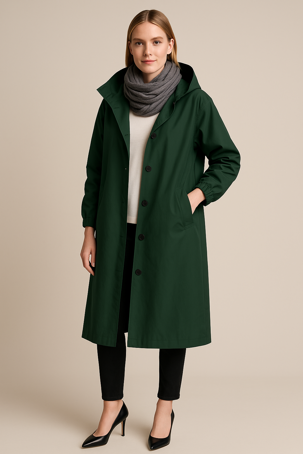 Ashford | Ruby – Women’s Hooded Long Trench Coat with Pockets